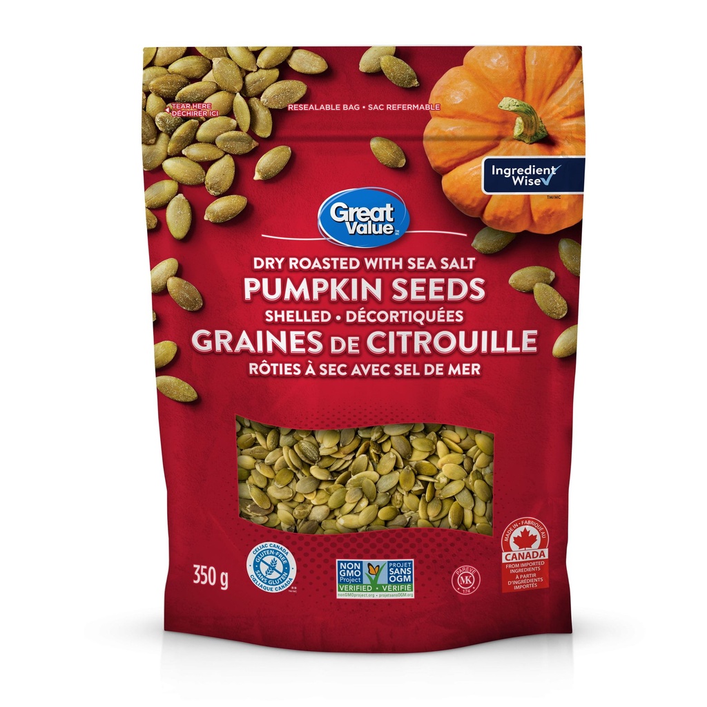 Graines De Citrouille Rôties À Sec Et Salées Great Value