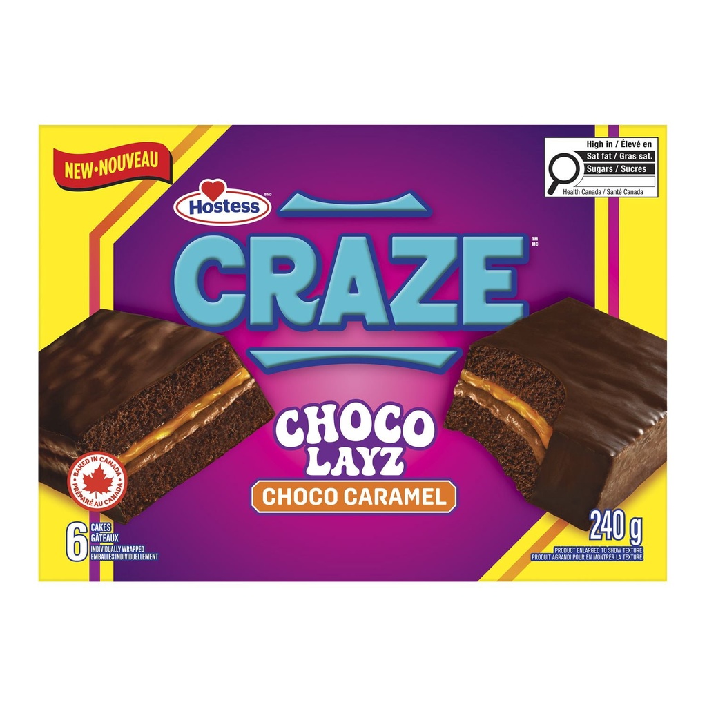 Gâteaux Choco Caramel Hostess🅫 Craze🅪, 240 g
