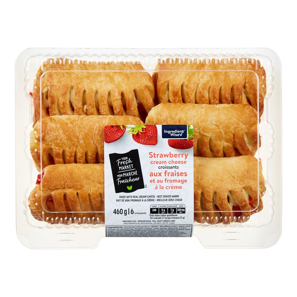 Croissants aux fraises et au fromage à la crème Mon marché fraîcheur, 6 morceaux, 460 g