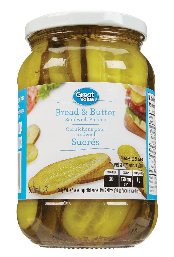 Great Value Cornichons pour Sandwich Sucrés
