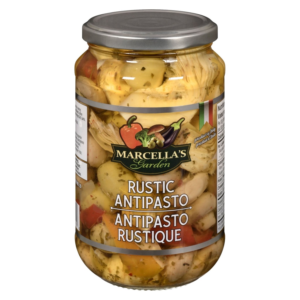 Marcella's Garden Antipasto italien rustique en bocal de verre, prêts à consommer
