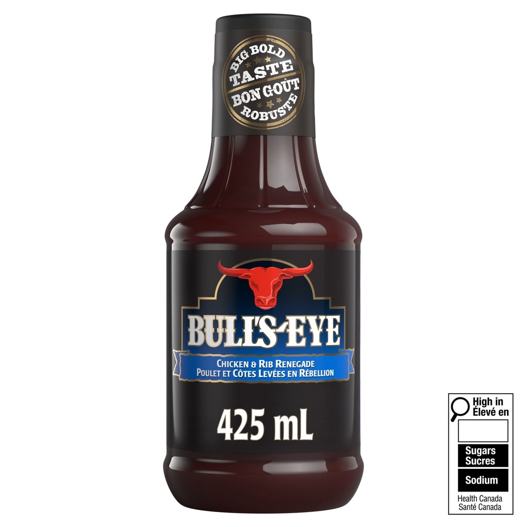 Bull's-Eye Sauce Barbecue Poulet & Côtes Levées en Rébellion, Sans Caséine