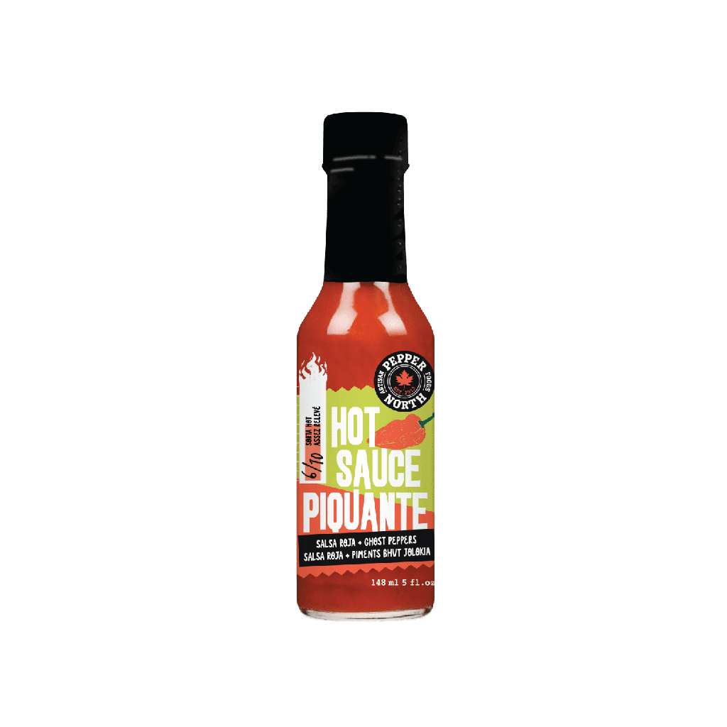 Sauce piquante au piment fantôme Pepper North – Salsa Roja, Fabriquée au Canada, Force 6/10, 148 ml