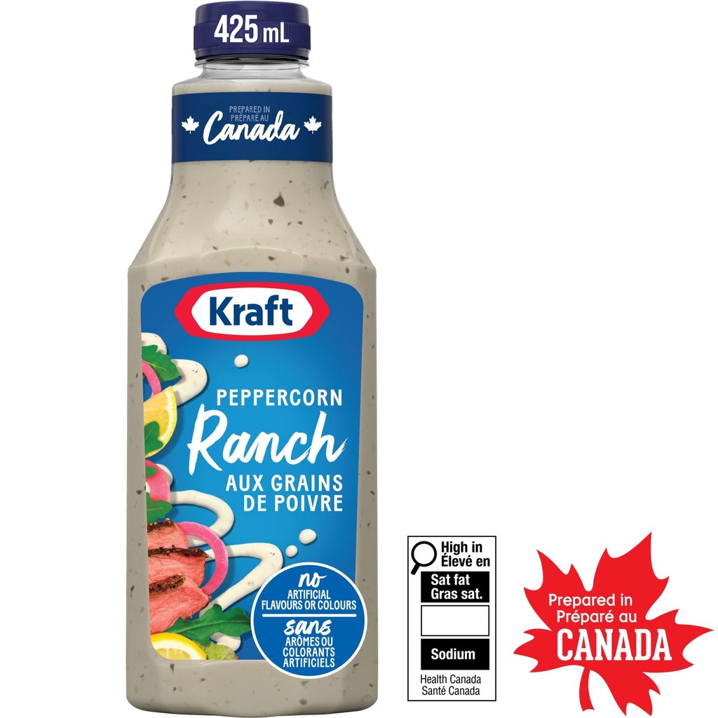 Kraft Vinaigrette Ranch Aux Grains De Poivre, Bouteille