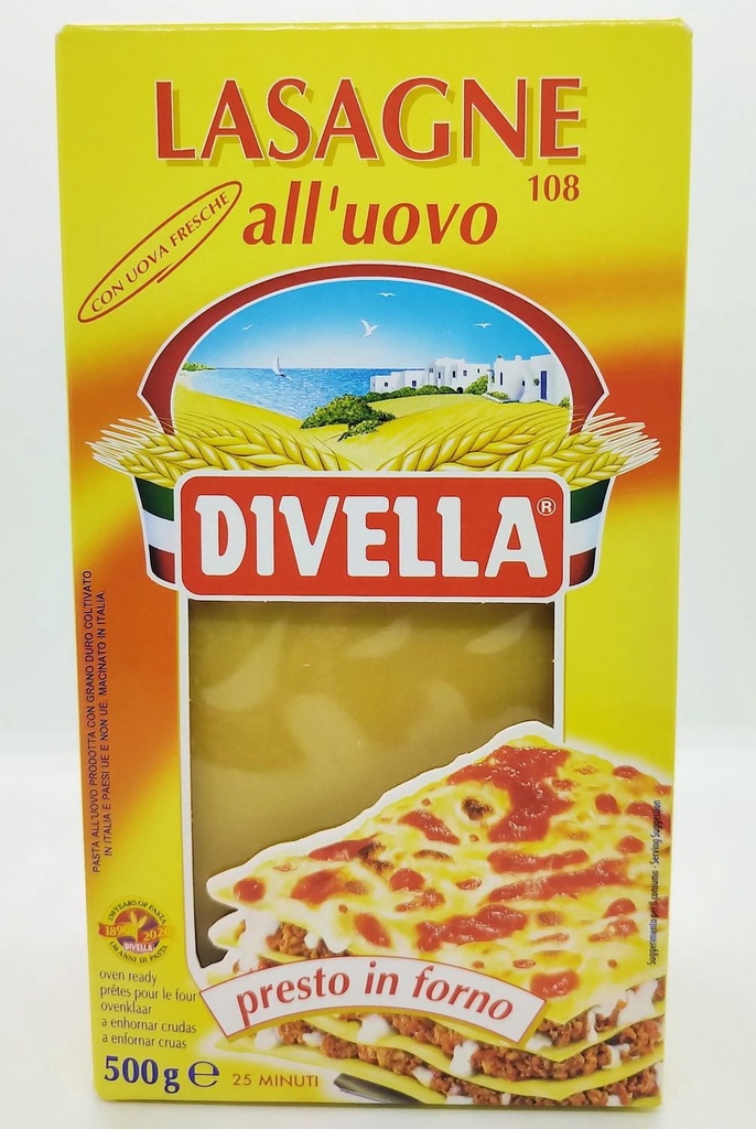 Divella Lasagna Pates aux Oeufs - Pretes pour le four - Pâtes Italiennes