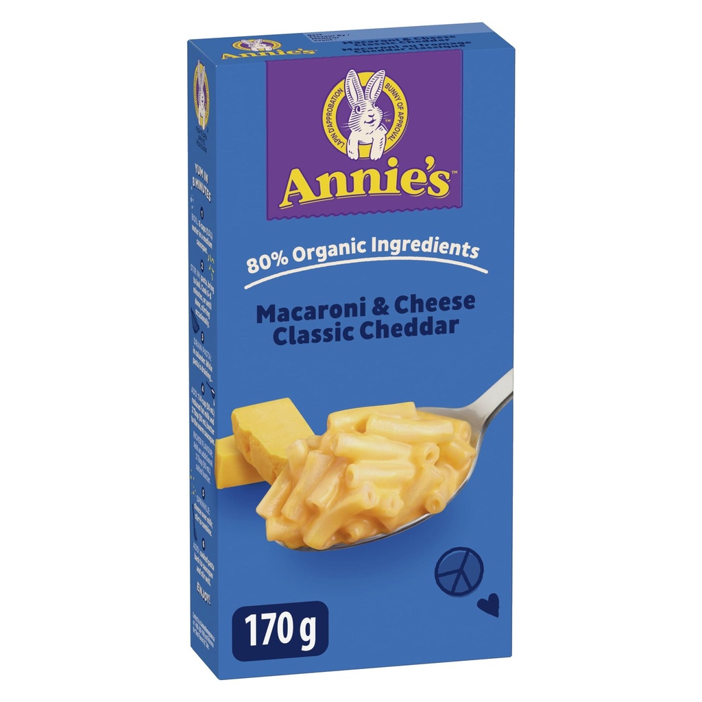 Macaroni au fromage Cheddar classique d'Annie's, repas pour enfants, 170 g