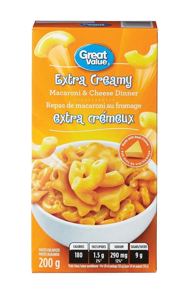 Repas de macaroni au fromage extra crémeux Great Value