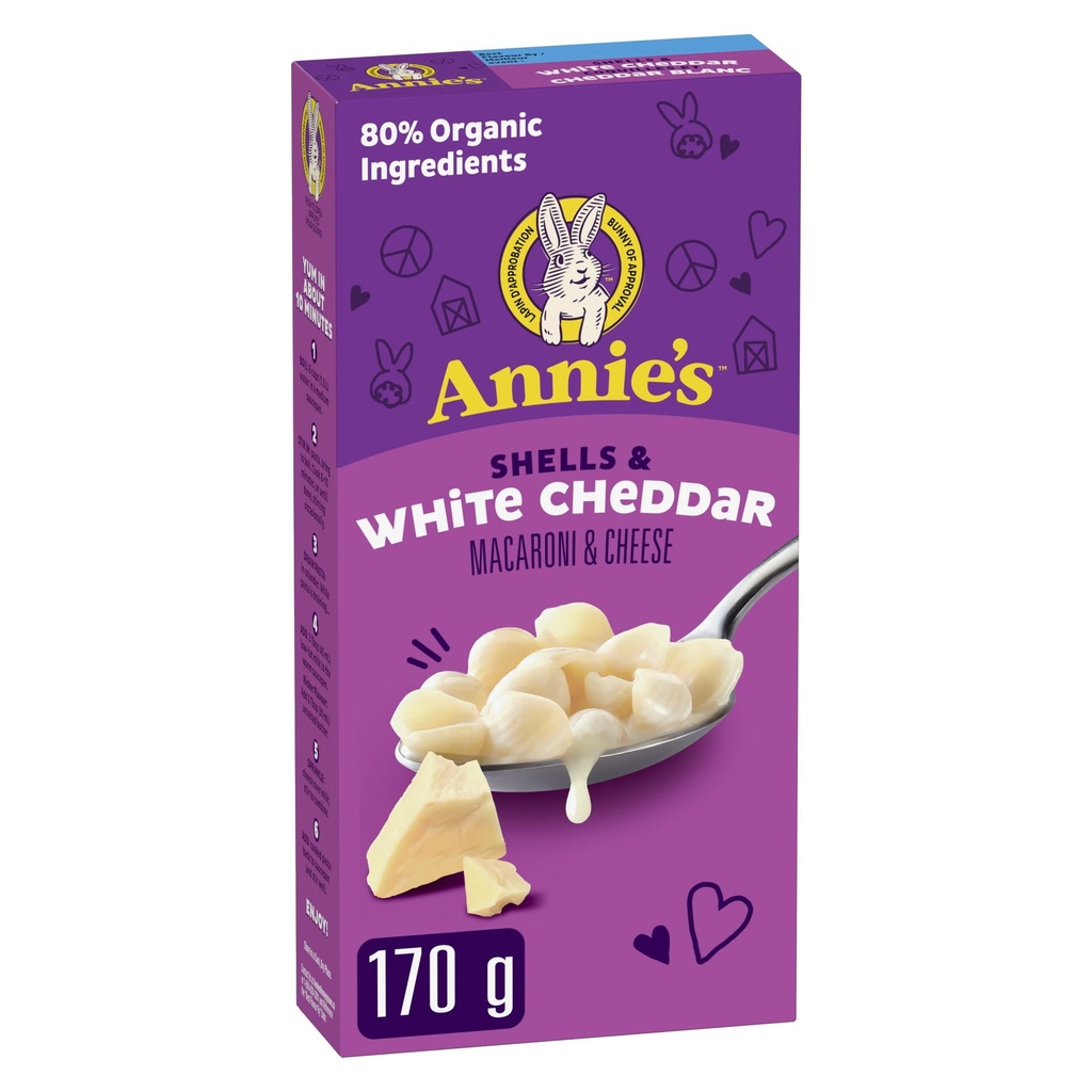 Annie's Macaroni Au Fromage, Coquillettes et Cheddar Blanc, repas pour enfants, 170 g