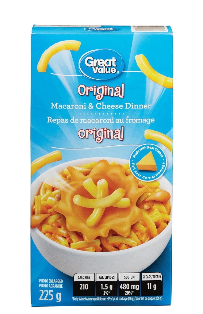 Repas de macaroni au fromage Original de Great Value