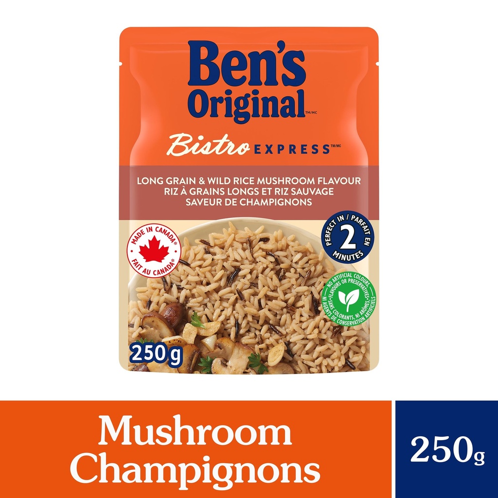 BEN'S ORIGINAL BISTRO EXPRESS riz à grains longs et riz sauvage saveur champignons d'accompagnement, sachet de 250 g