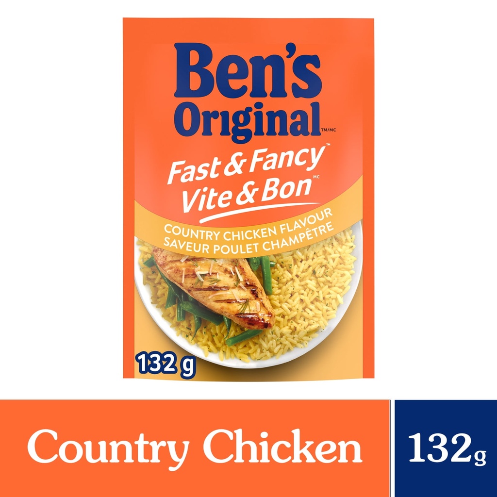 FAST & FANCY BEN'S ORIGINAL VITE & BON saveur poulet champêtre riz d'accompagnement, sachet de 132 g