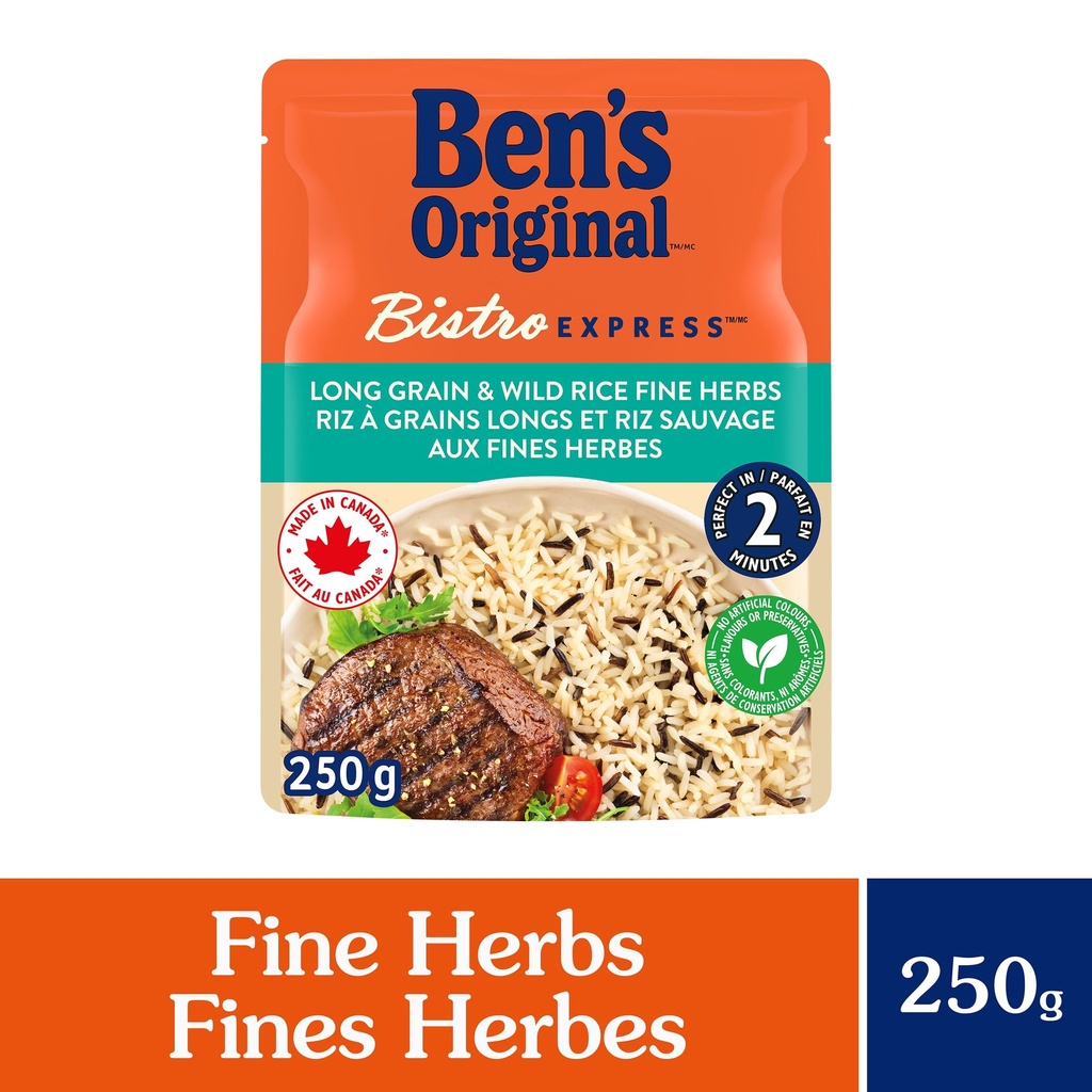 BEN'S ORIGINAL BISTRO EXPRESS riz à grains longs et riz sauvage aux fines herbes d'accompagnement, sachet de 250 g
