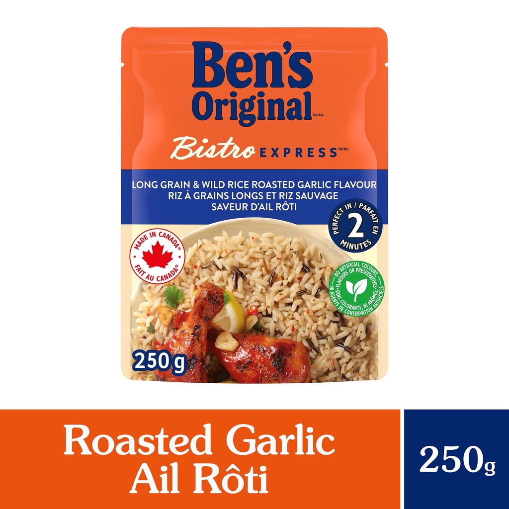 BEN'S ORIGINAL BISTRO EXPRESS riz à grains longs et riz sauvage d'ail rôti d'accompagnement, sachet de 250 g