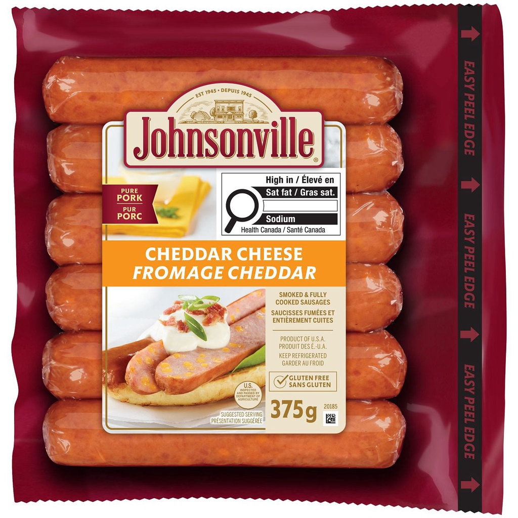 Saucisse fumée au cheddar sans gluten de Johnsonville 375 g