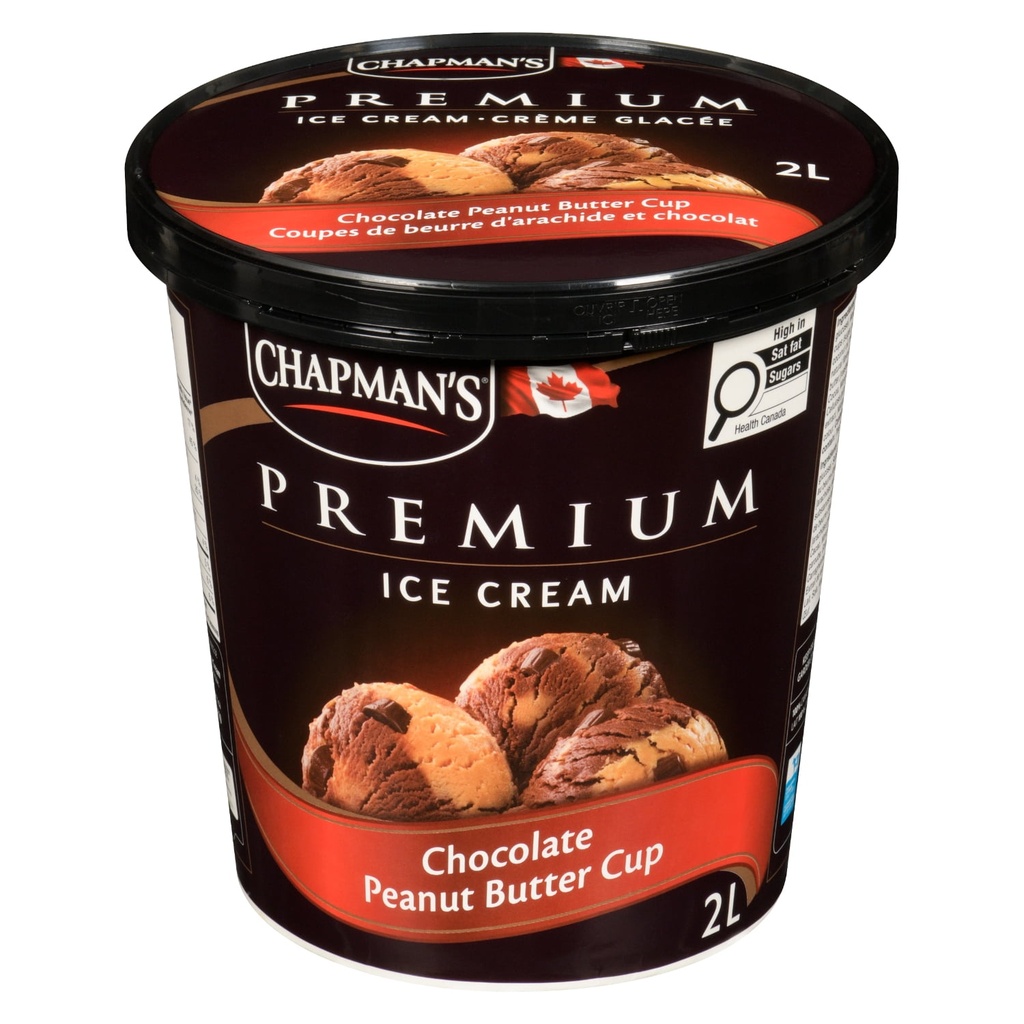 Crème glacée Chapman's Chapman's Crème Glacée Premium Coupe de Beurre d'Arachide et Chocolat en Bac 2L