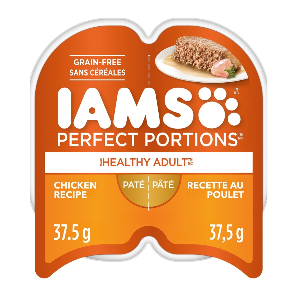 Nourriture humide sans céréales pour chats IAMS PERFECT PORTIONS Healthy Adult Pâté recette au poulet