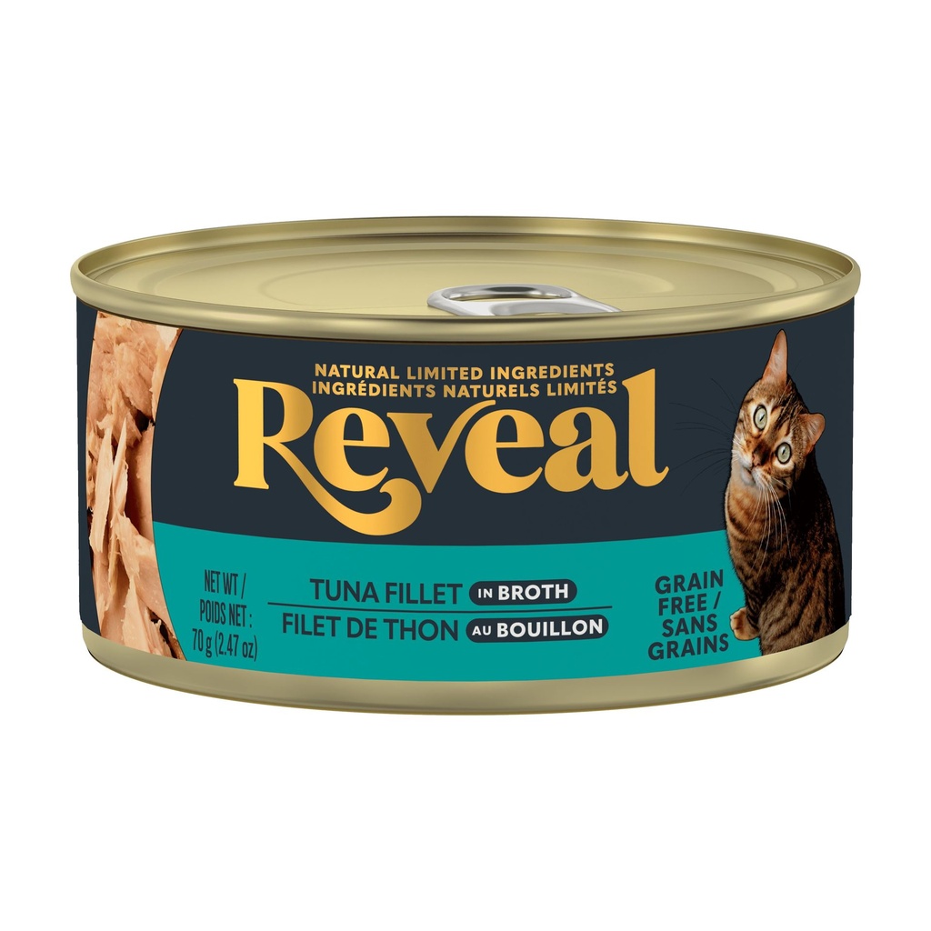 Reveal Pet Food Reveal Natural Nourriture Humide pour Chat Filet de Thon en Bouillon Boîte de 70 g