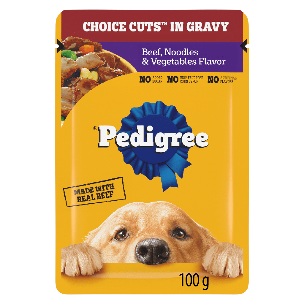 Nourriture humide pour chiens adultes PEDIGREE COUPES DE CHOIX AU JUS saveur de bœuf, nouilles et légumes