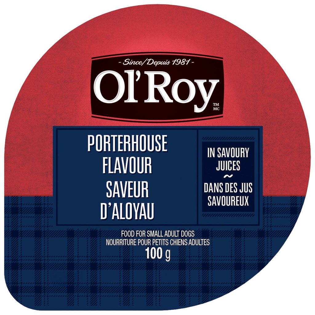 Ol'Roy Ol’ Roy saveur porterhouse en jus savoureux – nourriture humide pour petits chiens adultes, bol de 100 G