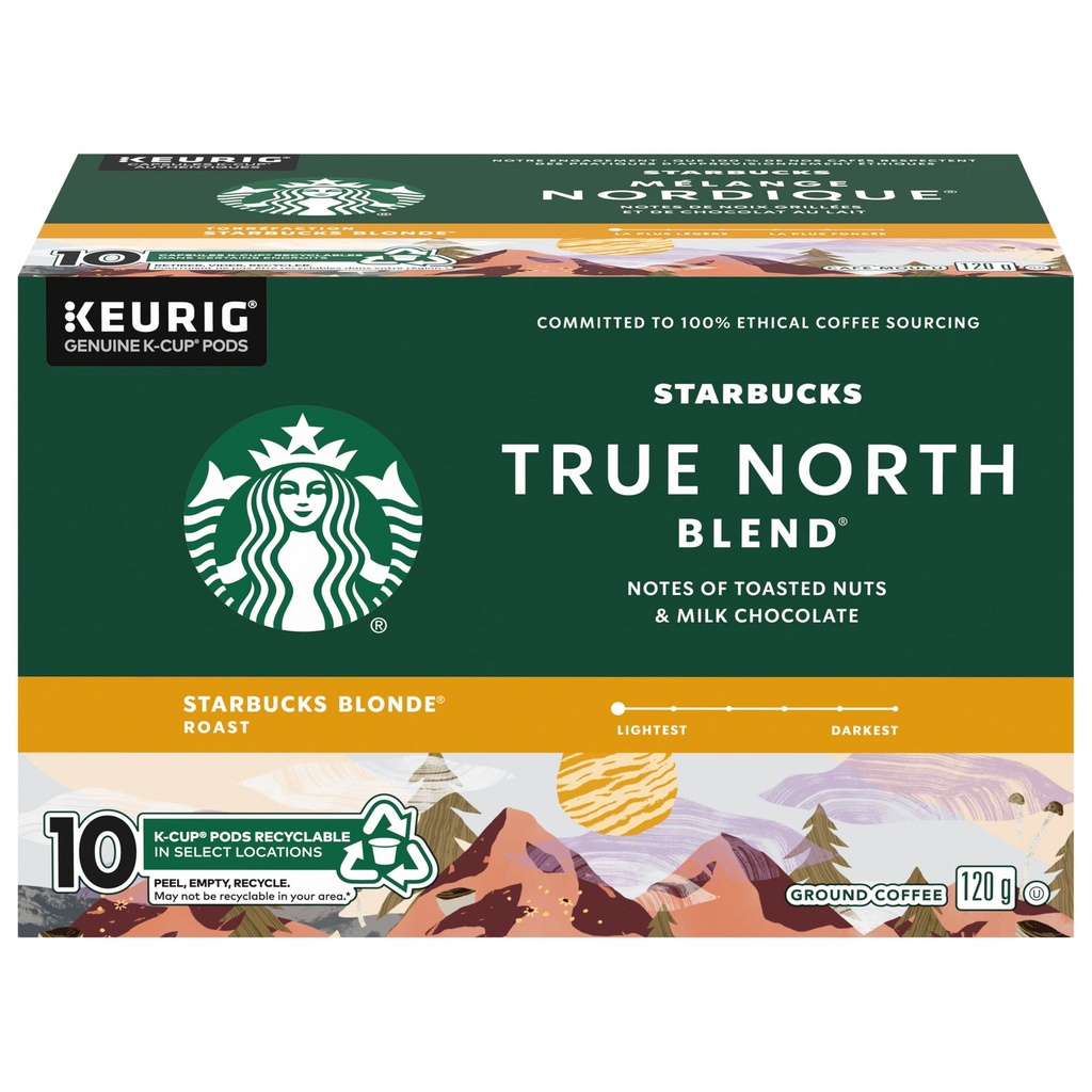 STARBUCKS® Mélange Nordique® Torréfaction Blonde® Café Moulu Capsules K-Cup® 10 Capsules