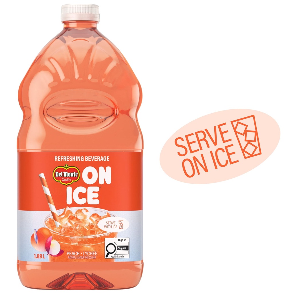 DEL MONTE SUR GLACE Breuvage Rafraîchissant Pêche Litchi 1.89 L