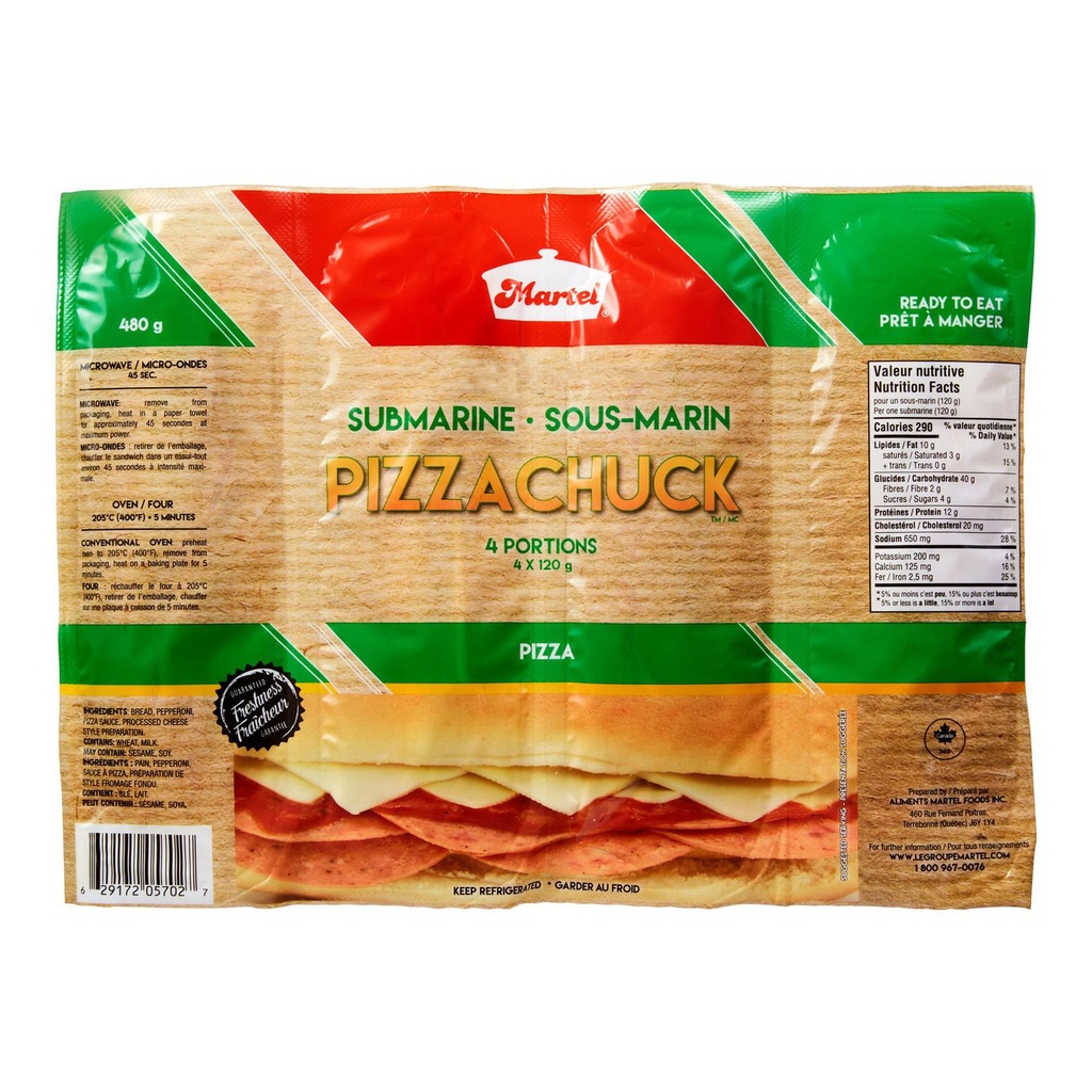 Emballage multiple de sous-marins Pizzachuck Martel