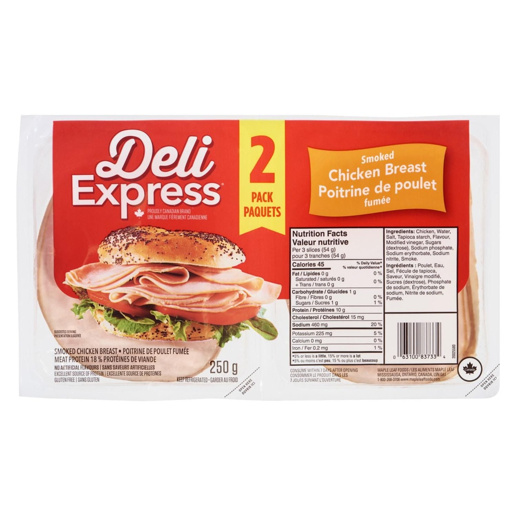 Poitrine de poulet fumée Deli Express 250 g