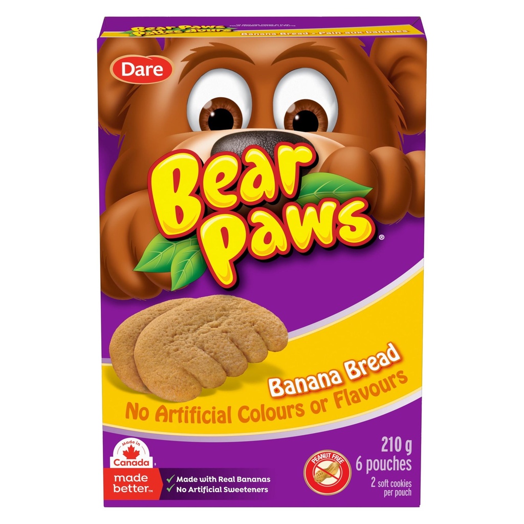 Pattes d'ours Biscuits tendres au Pattes d’ours Pain aux bananes, 240g (6 sachets)