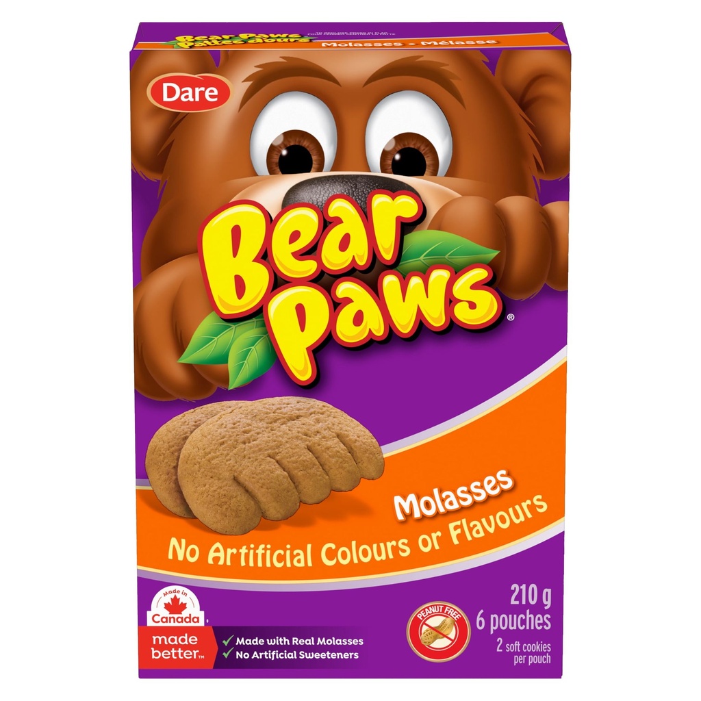 Pattes d'ours Biscuits moelleux Pattes d’ours Mélasse, 210g (6 sachets)