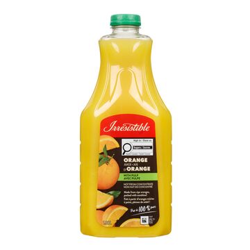 Irrésistible Jus d'orange pur à 100 % avec pulpe