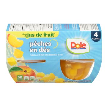 Dole Coupes de pêches en dés dans du jus de fruit