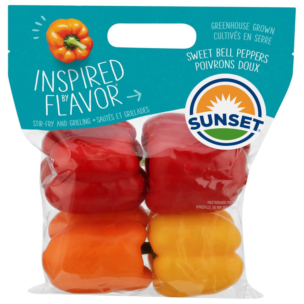 Poivrons multicolores Paquet de 4, les couleurs peuvent varier