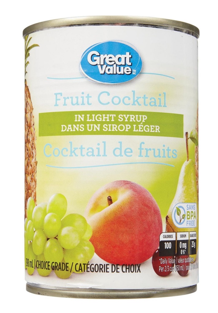 Great Value Cocktail de Fruits dans un Sirop Léger