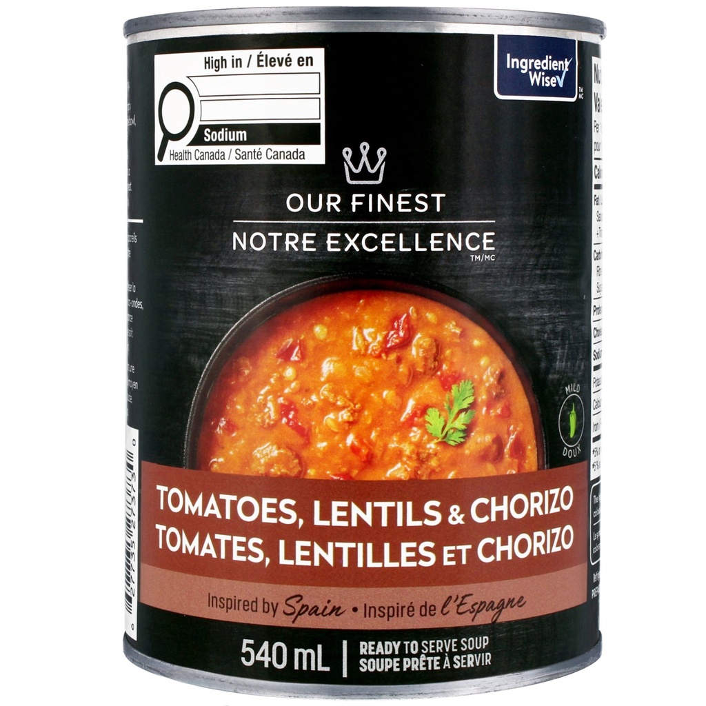 Notre Excellence Our Finest Tomates, Lentilles et Chorizo Soupe Prête à Servir