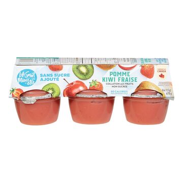 Mieux-Être Collations de compote de pommes, fraises et kiwis