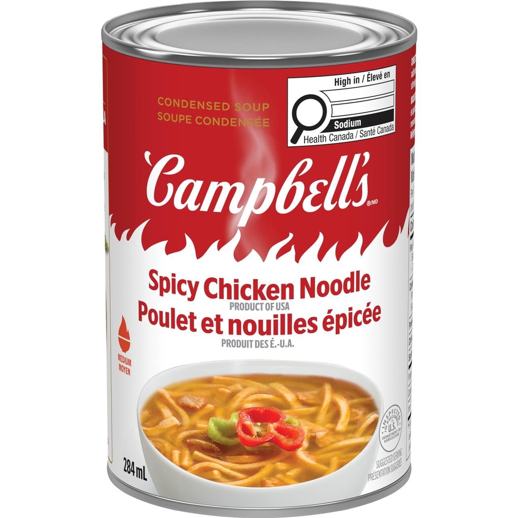 Nouilles au poulet épicé Campbell's 284ML, forme liquide, stable à température ambiante