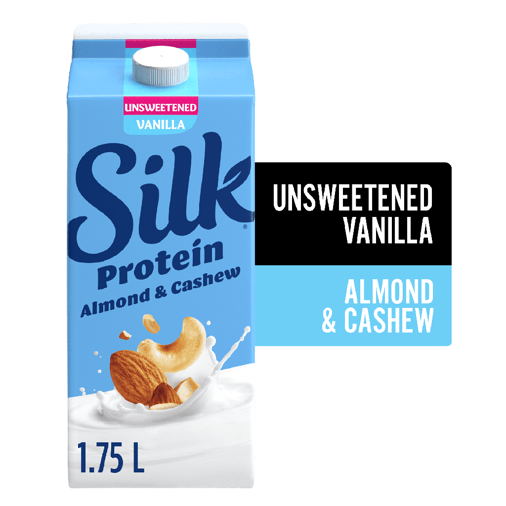 Silk Protéine Alternative au Lait Amande & Cajou, Vanille Non Sucrée, Sans Produits Laitiers de Protéine