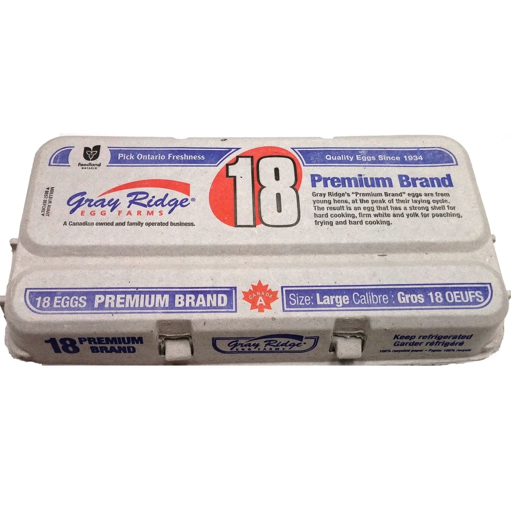 Gray Ridge Premium Gros Blancs 18 Oeufs