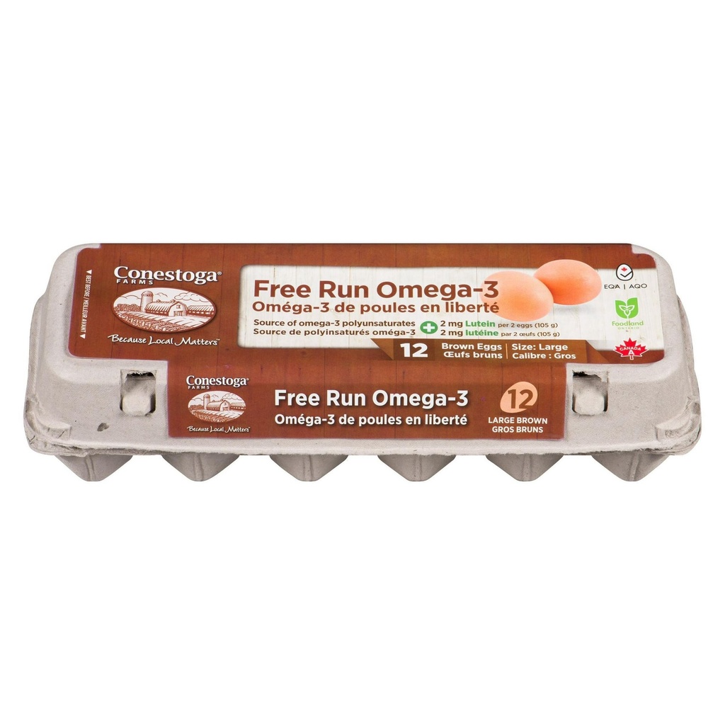 Conestoga Farms Oméga-3 de Poules en Liberté Gros Bruns 12 Œufs