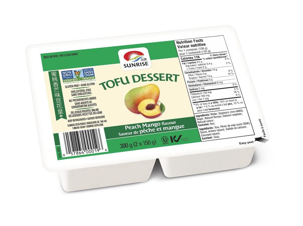 Sunrise Soya Foods Sunrise Dessert de Tofu Saveur de Pêche et Mangue