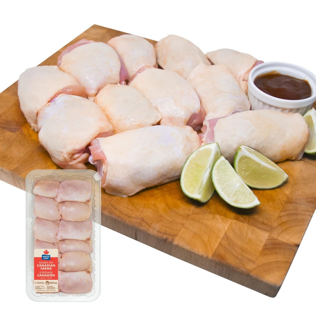 Hauts de cuisse de poulet avec os Maple Leaf, 10-12 hauts de cuisse, 1.20 - 2.14 KG