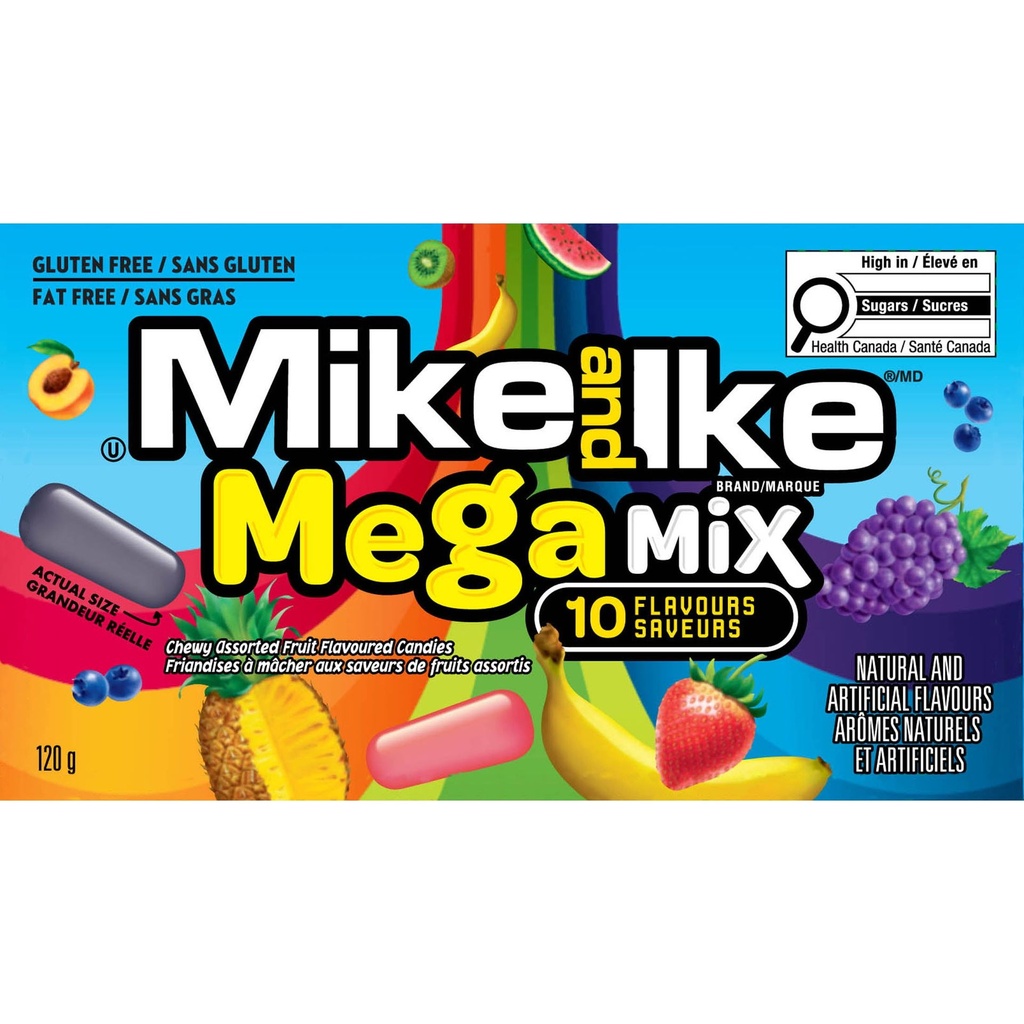 Mike and Ike_fr Bonbons a macher Mike and Ike Mega Mix 120g Sans Gras Sans Gluten