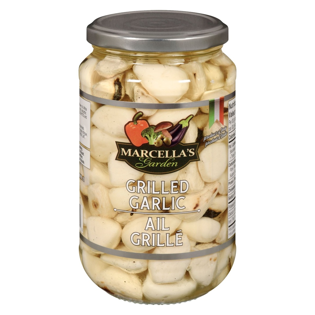 Marcella's Garden Gousses d'ail entières grillées en bocal de verre, prêts à consommer