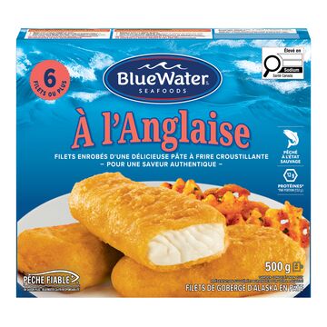 Filets de goberge d'Alaska en pâte à l'anglaise surgelés