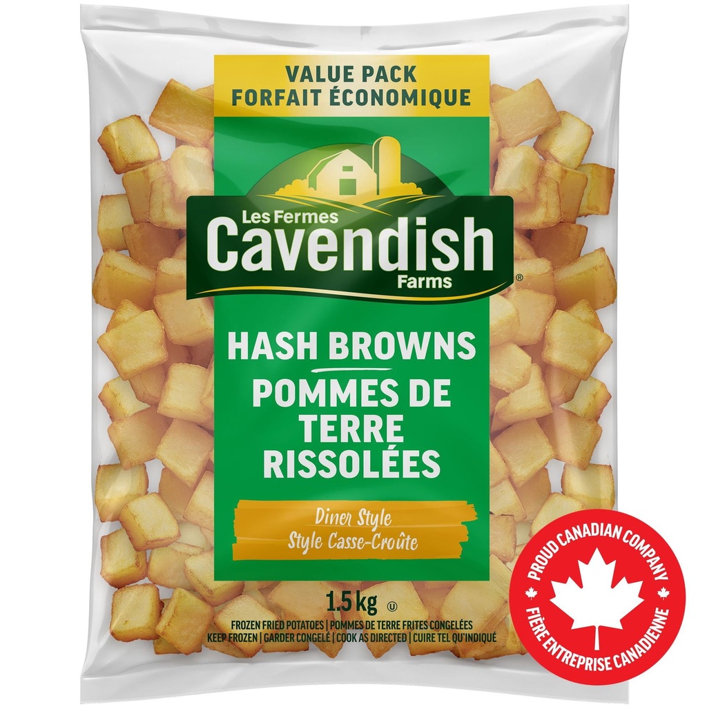 Les Fermes Cavendish Pommes de terre rissolées style casse-croûte format économique des Fermes Cavendish | Fait au Canada | Fière entreprise canadienne Pommes de Terre Rissolées Style Casse-Croûte