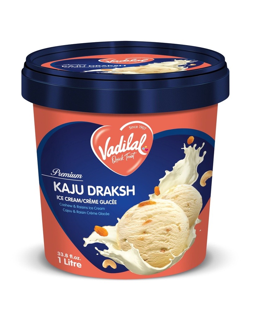 Vadilal Crème Glacée Cajou et Raisin 1 Ltr.8 fl.oz Vadilal Kaju Draksh Crème Glacée