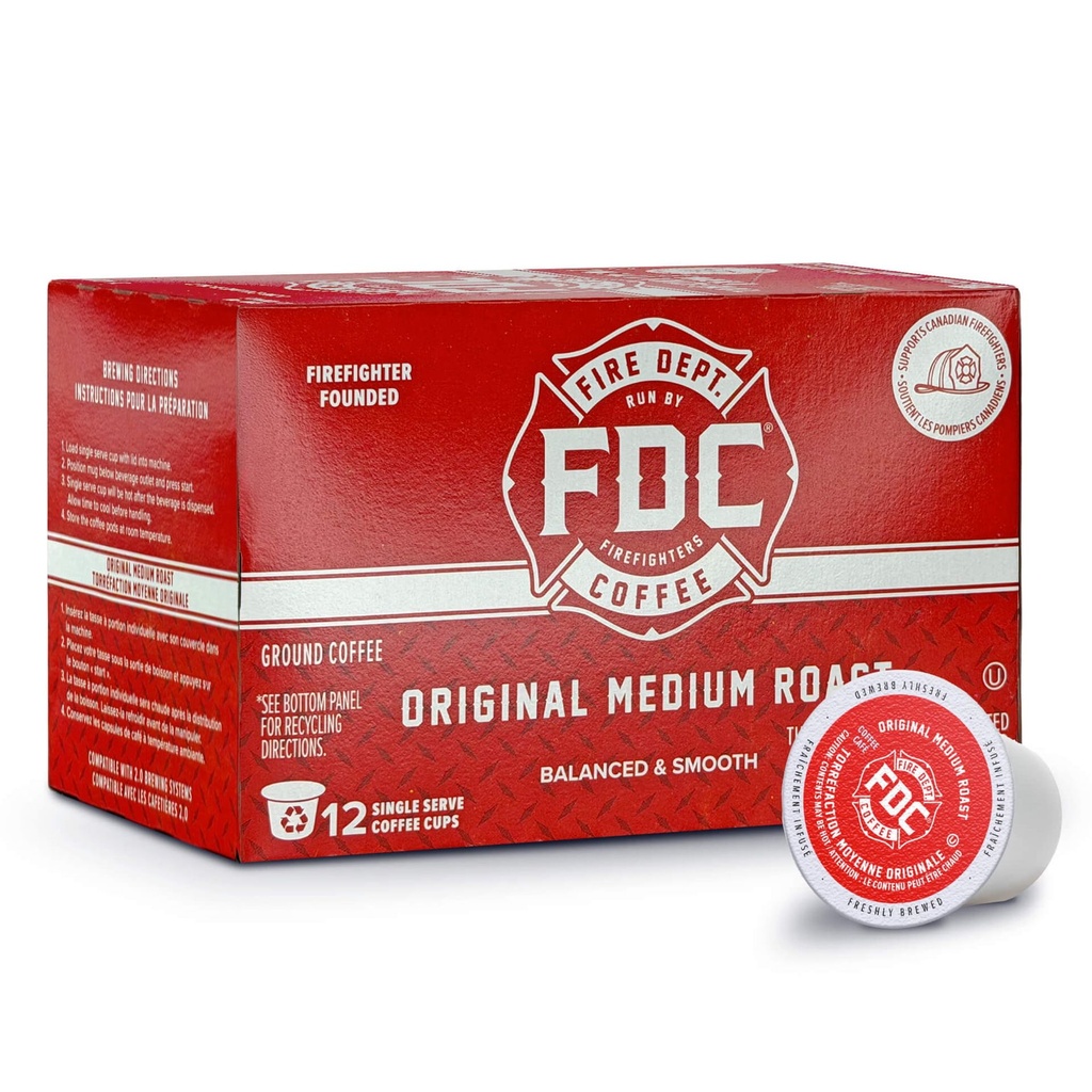 Fire Department Coffee, Inc. Fire Department Coffee, Torréfaction Moyenne Originale, Dosettes de Café K-Cup de Qualité Supérieure, 12 Dosettes