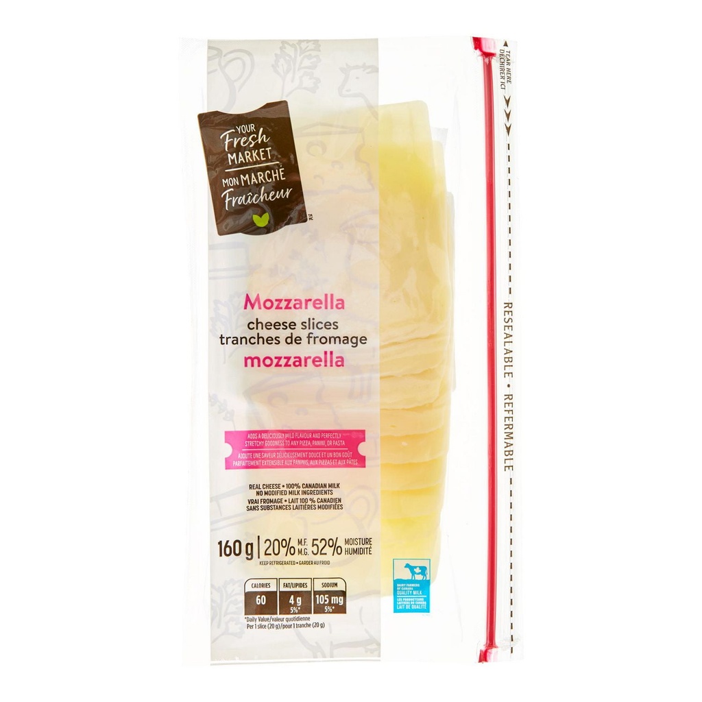 Tranches de fromage mozzarella Mon marché fraîcheur