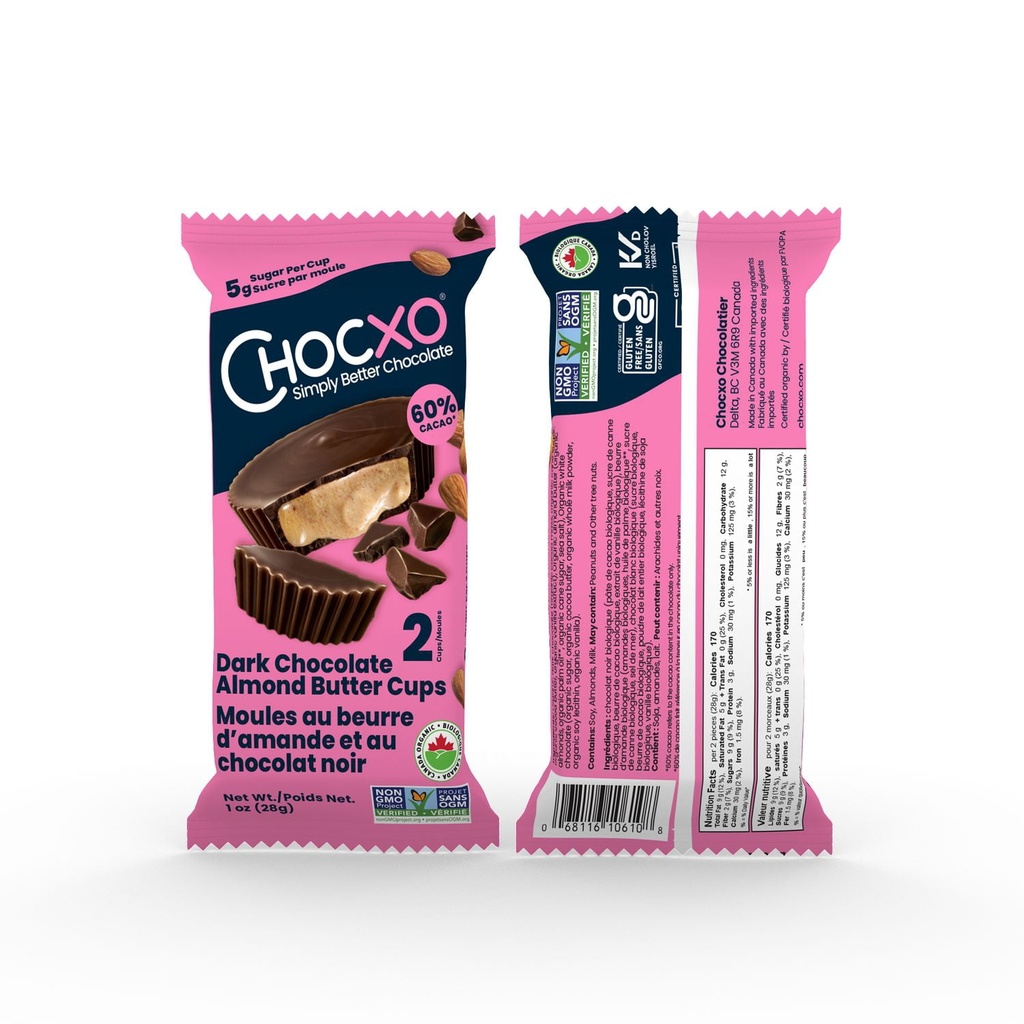 Chocxo moules au beurre d'amandes au chocolat noir 28g