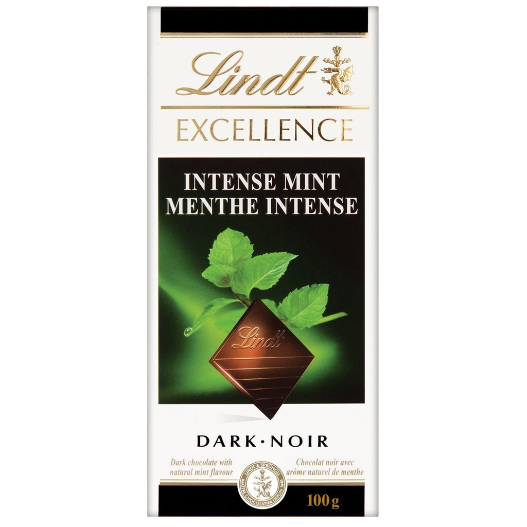 Barres de chocolat Excellence de Lindt Menthe Intense